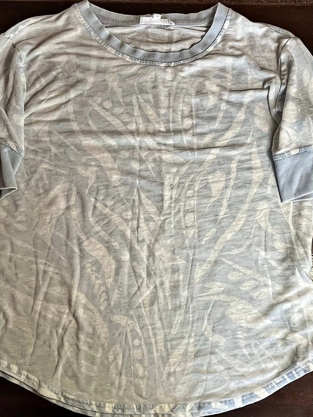 Jane + Delancey Women’s Abstract Short Sleeve Top White & Blue Large